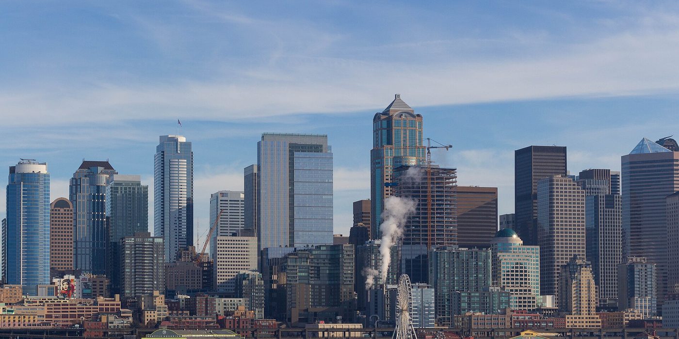 Seattle downtown skyline viewed from the waterfront